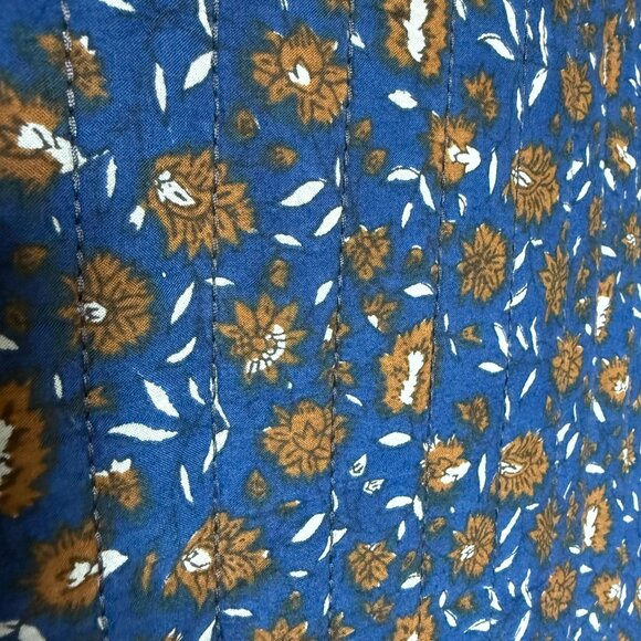 J Jill Quilted Reversible Cotton Jacket Blockprint India Black Blue Brown sz XL - Picture 7 of 10